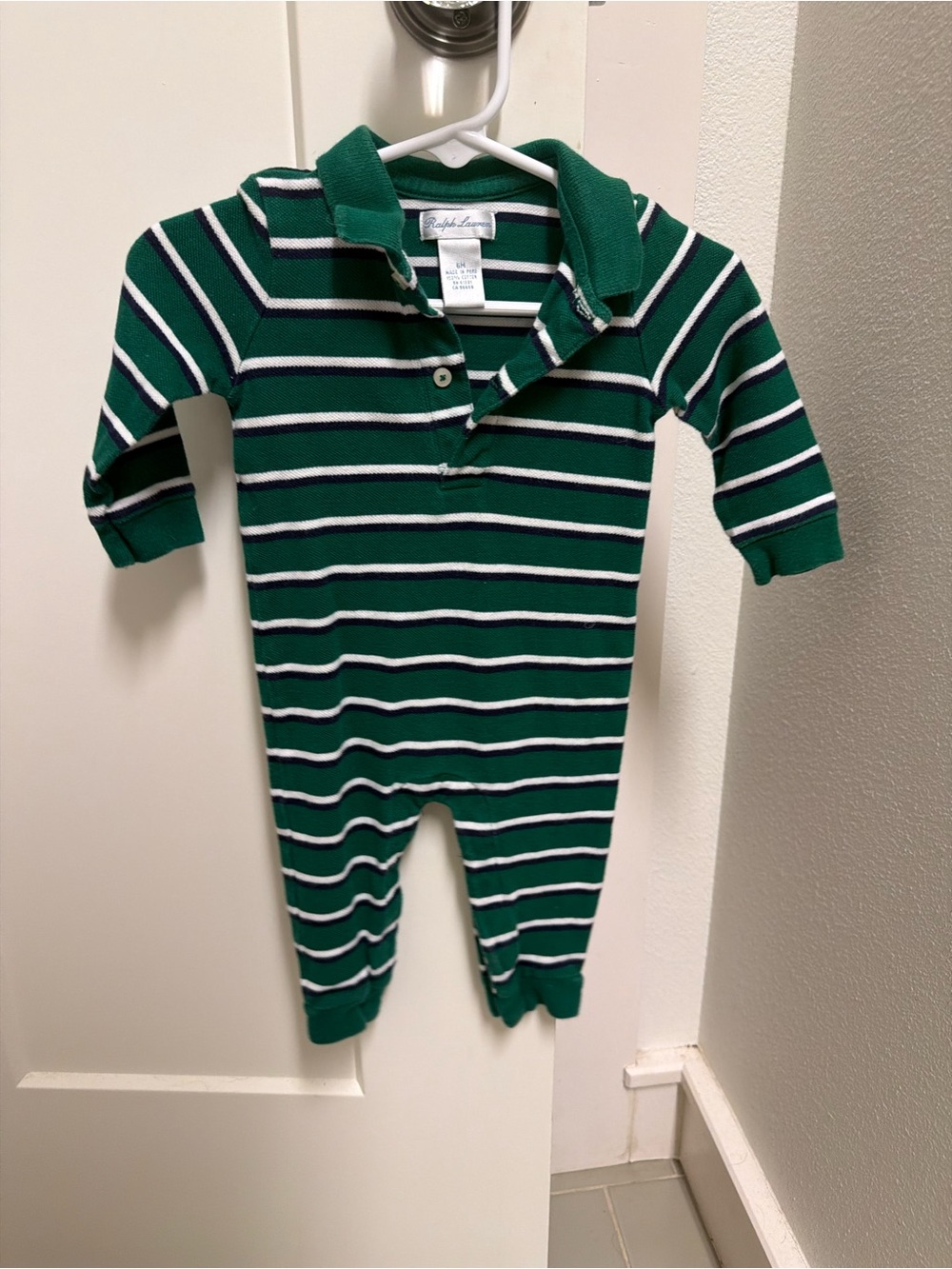 Ralph Lauren Green, Navy & White Striped Polo One-Piece